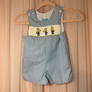 Minion Claire and Charlie Smocked 12m Romper